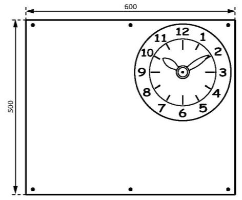 Дошка для крейди з годинником КВТ, 50х60 см